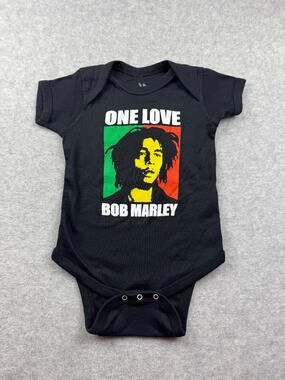 Bob Marley One Love Baby One Piece Black (Size: 18M)